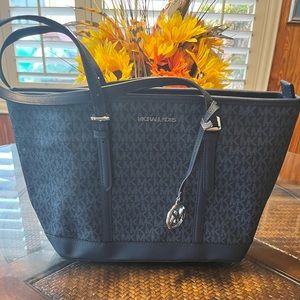 Large navy blue Michael Kors tote bag